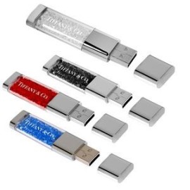 16 GB Crystal USB Flash Drive with Removable Lid - 2 3/4" W x 5/8" H